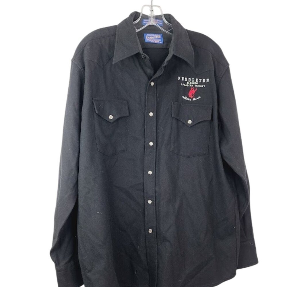 Pendleton Men's Black Virgin Wool Long Sleeve Classic‎ Button-Front Shirt Size M
